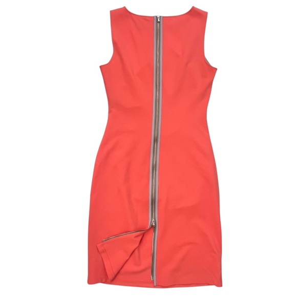 Kenneth Cole Hilary Sheath Dress Exposed Back Zipper Women's Size 4 Coral - Picture 4 of 6